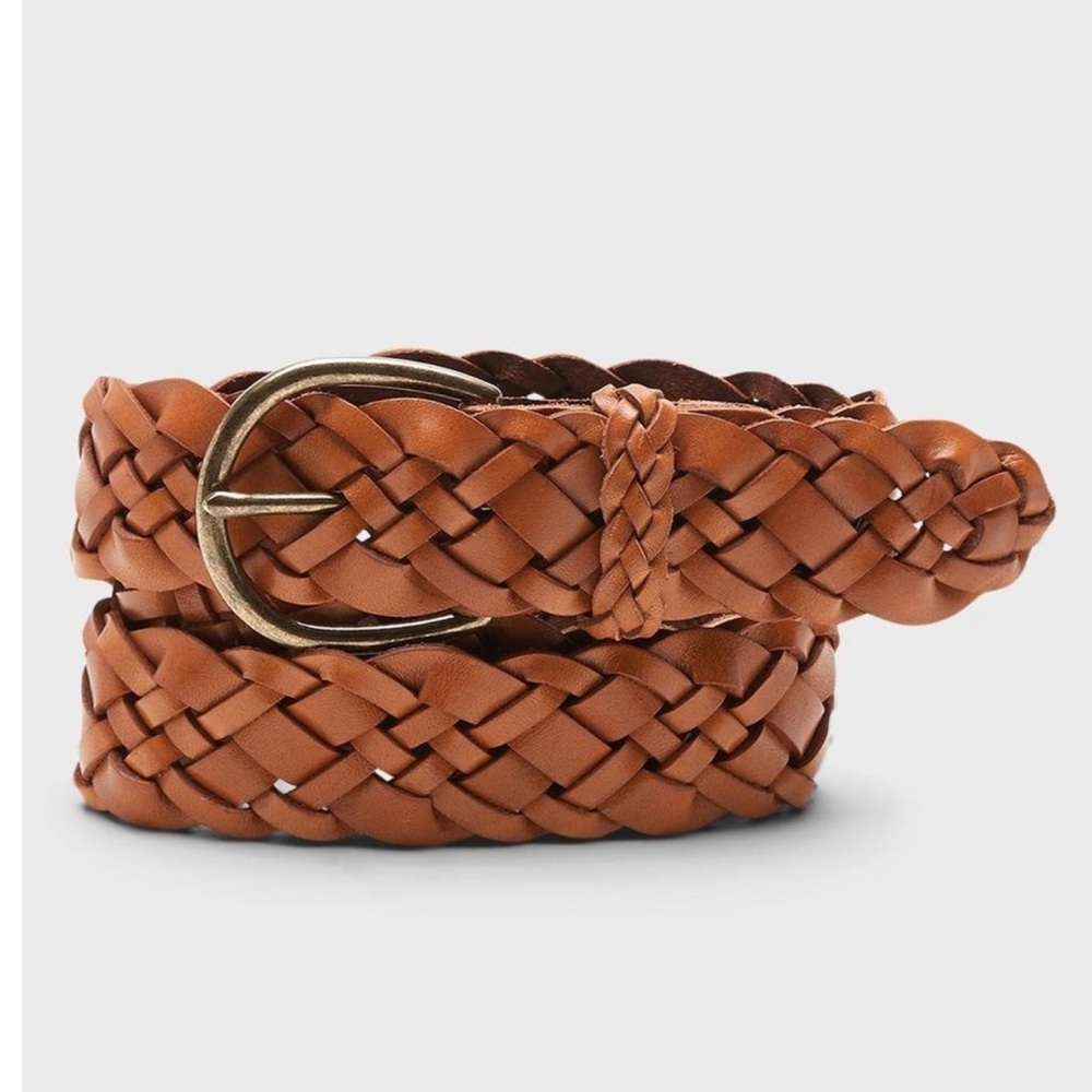 NWT Banana Republic Braided Leather Belt Cognac - XS